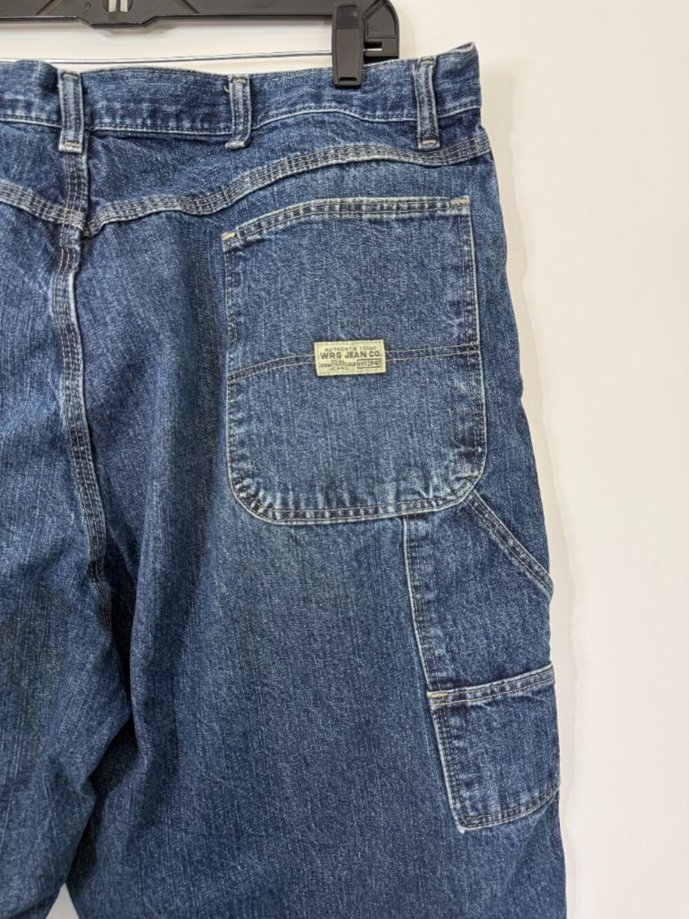 Wrangler Authentics Mens 42x30 Blue Carpenter Jeans WRG Workwear Denim 42